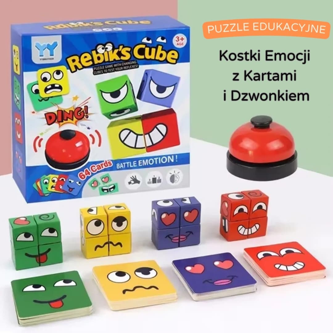 Kostki Emocji – Edukacyjna Gra Montessori z Buźkami dla Dzieci